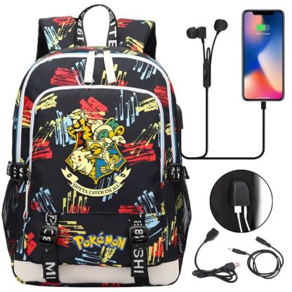 Pikachu Pokemon Rucksack mit USB - ideal für Laptops und für die Schule – Bild 7