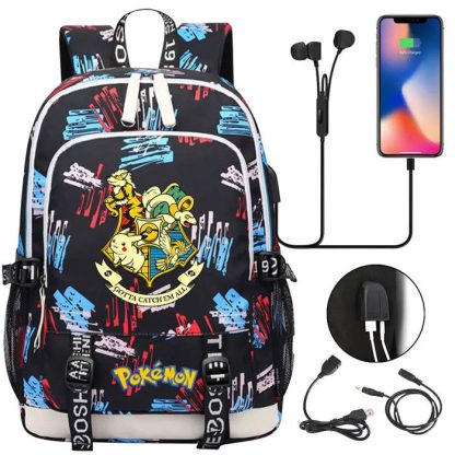 Pikachu Pokemon Rucksack mit USB - ideal für Laptops und für die Schule – Bild 8