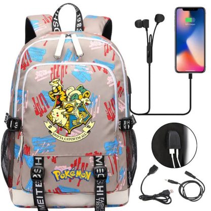 Pikachu Pokemon Rucksack mit USB - ideal für Laptops und für die Schule – Bild 10