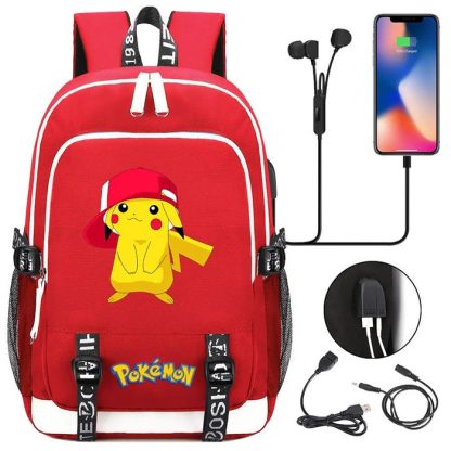 Pikachu Pokemon Rucksack mit USB - ideal für Laptops und für die Schule – Bild 17