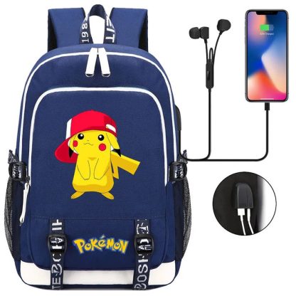 Pikachu Pokemon Rucksack mit USB - ideal für Laptops und für die Schule – Bild 21