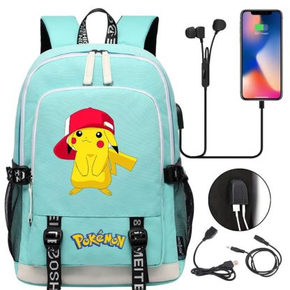 Pikachu Pokemon Rucksack mit USB - ideal für Laptops und für die Schule – Bild 23