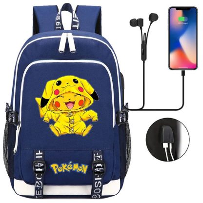 Pikachu Pokemon Rucksack mit USB - ideal für Laptops und für die Schule – Bild 31