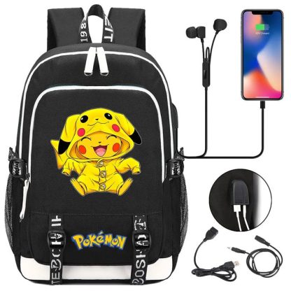 Pikachu Pokemon Rucksack mit USB - ideal für Laptops und für die Schule – Bild 32