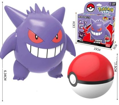 Pokeball Spielzeug mit Figur (Gengar, Pikachu, Glumanda, Bisasam, Schiggy, Enton, Mew, Evoli etc.) – Bild 2