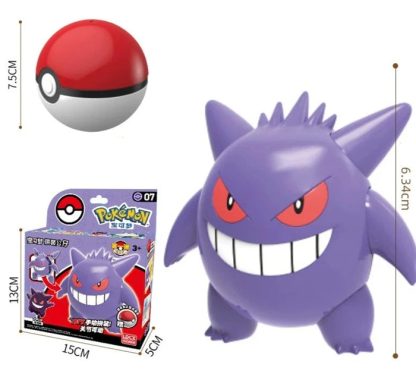 Pokeball Spielzeug mit Figur (Gengar, Pikachu, Glumanda, Bisasam, Schiggy, Enton, Mew, Evoli etc.) – Bild 6