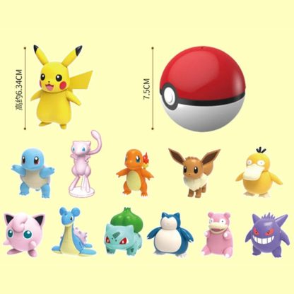 Pokeball Spielzeug mit Figur (Gengar, Pikachu, Glumanda, Bisasam, Schiggy, Enton, Mew, Evoli etc.) – Bild 12