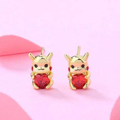 Pikachu mit Herz Goldkette oder Ohrringe