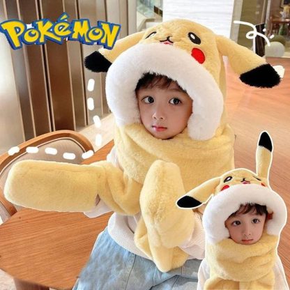Pikachu Wintermütze mit integrierten Schal – Bild 4