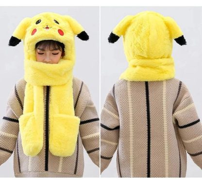 Pikachu Winter Schal mit Handschuhfach Extra Warm