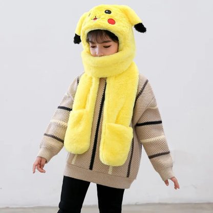 Pikachu Winter Schal mit Handschuhfach Extra Warm – Bild 2