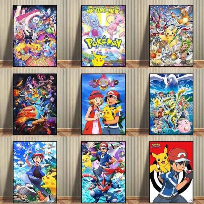 Pokemon Poster Kunstdrucke Ash Ketchum Pikachu Jigglypuff etc. – Bild 22