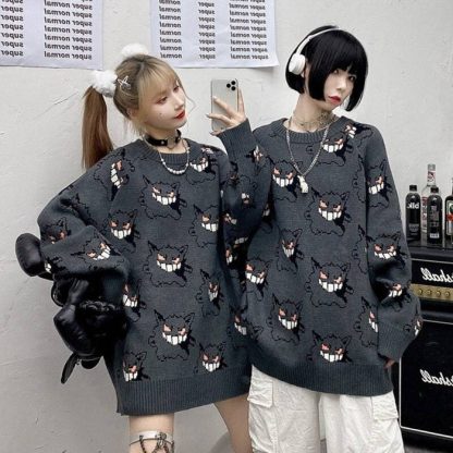 Stylisher Pokemon Gengar Oversize Pullover Kleidung – Bild 2