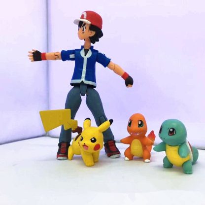 Ash Ketchum mit Pikachu, Glumanda und Schiggy Action Spiel Figur – Bild 2
