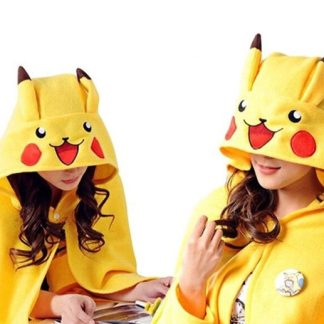 Pokemon Pikachu Cosplay Umhang mit integrierter Mütze