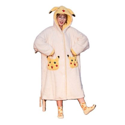 Pokemon Pikachu Kuscheliger Fleece Bademantel – Bild 5