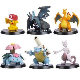 6er Set Pokemon Figuren: Pikachu, Glurak, Turtok, Mewtwo und Bisaflor